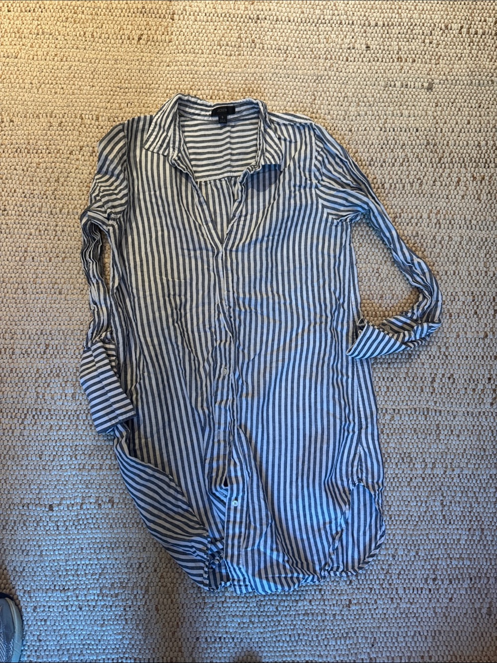 J. Crew Blue & White Striped Longline Swim Coverup